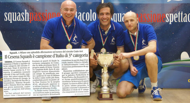 Il CESENA SQUASH è Campione d'Italia di III Categoria!